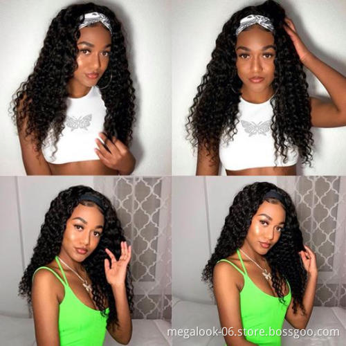 Wholesale Headband Wig Human Hair Wig For Black Women Virgin Deep Wave Human Hair Headband Wig